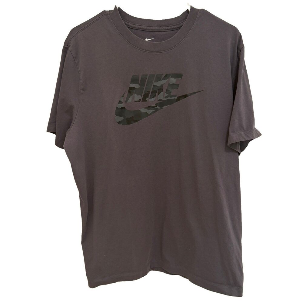 Nike The Tee Men's XL Gray Camo Swoosh Logo Short Sleeve T Shirt Casual